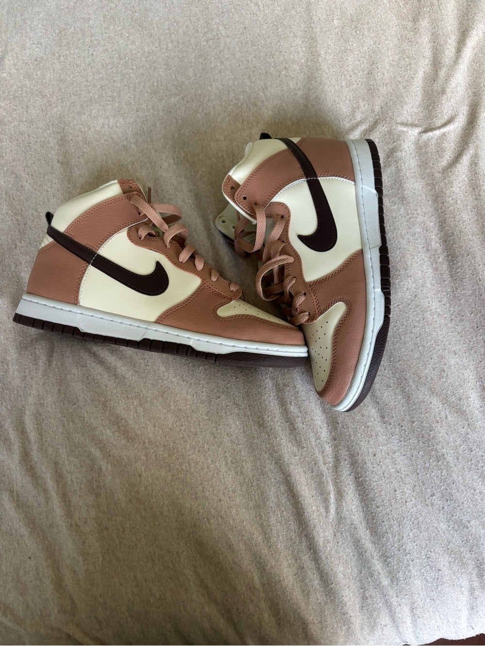 Nike Women's High-Top Sneakers in Cream and Brown